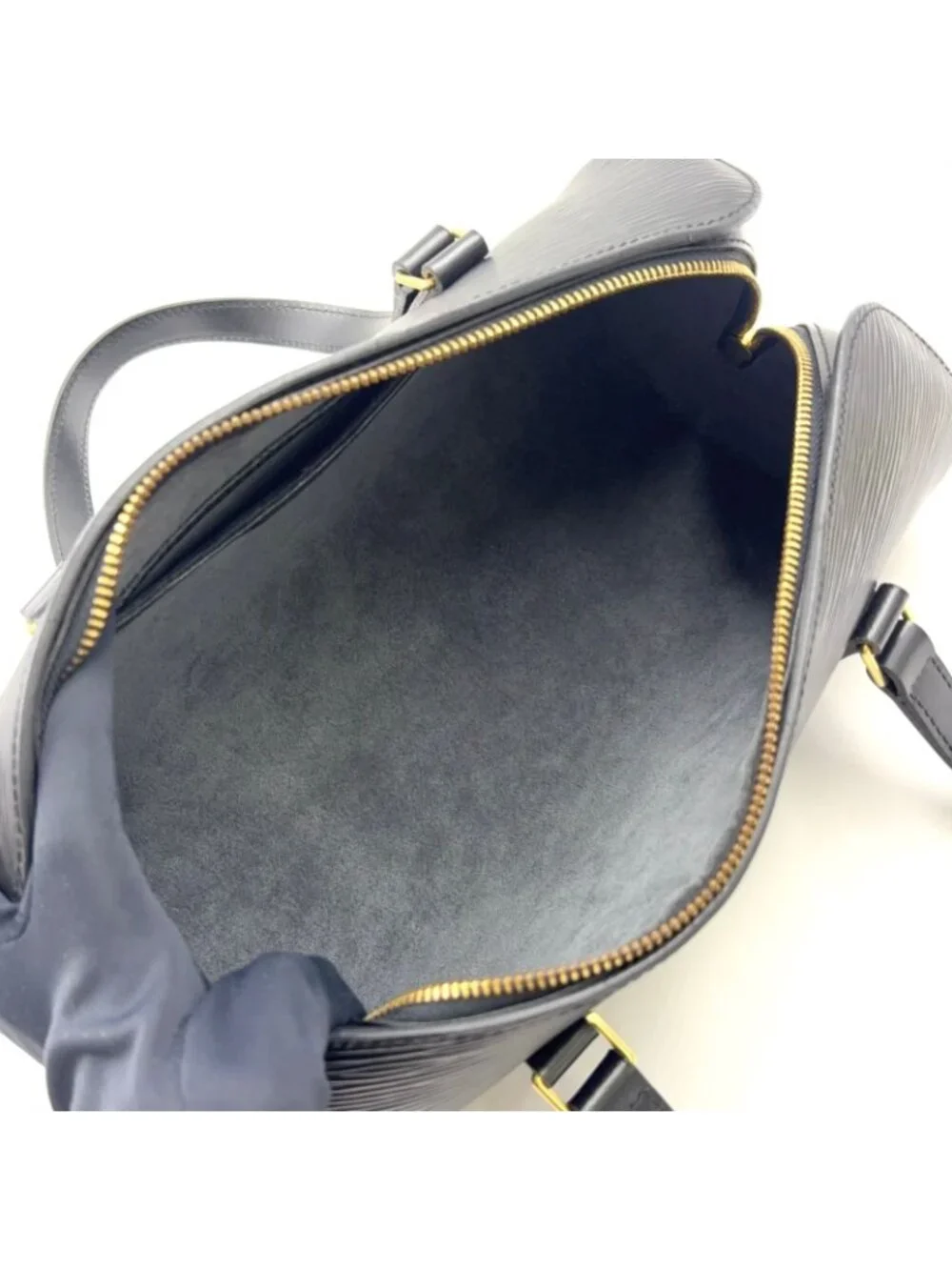Louis Vuitton Souflo Epi Noir Leather Black Handbag Gold